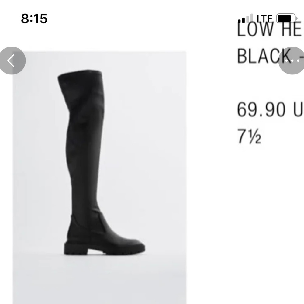 Zara over the knee black heel boot 7.5